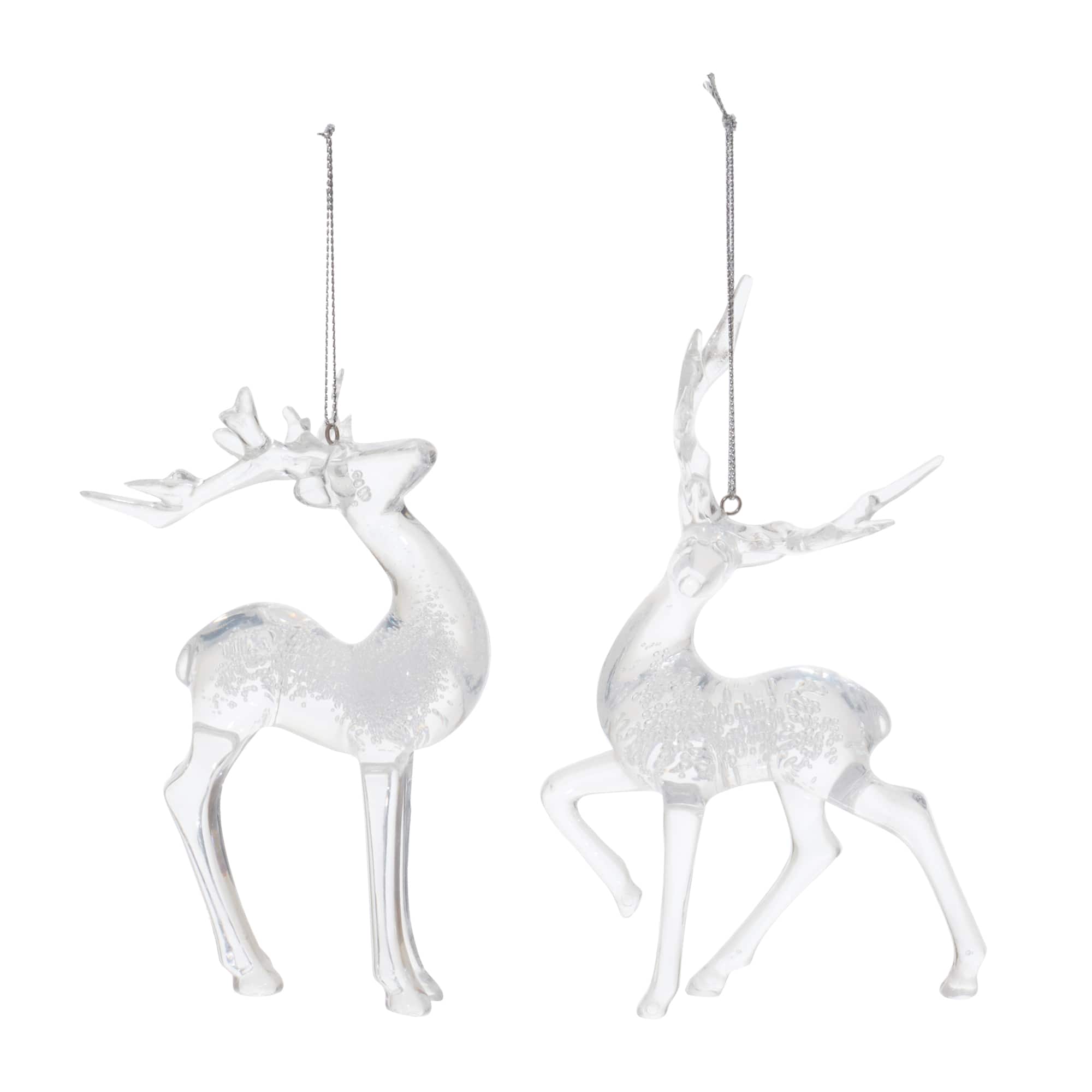 Clear Bubbled Plastic Deer Ornaments Set